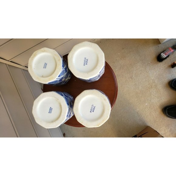 4 Jars, 8"inch Vintage Blue and White Ginger Jar Flowers Motif Spiral Form Shape - Picture 12 of 12